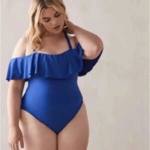 Addition Elle NWT 1 piece bathing suit with adjustable straps, royal  blue